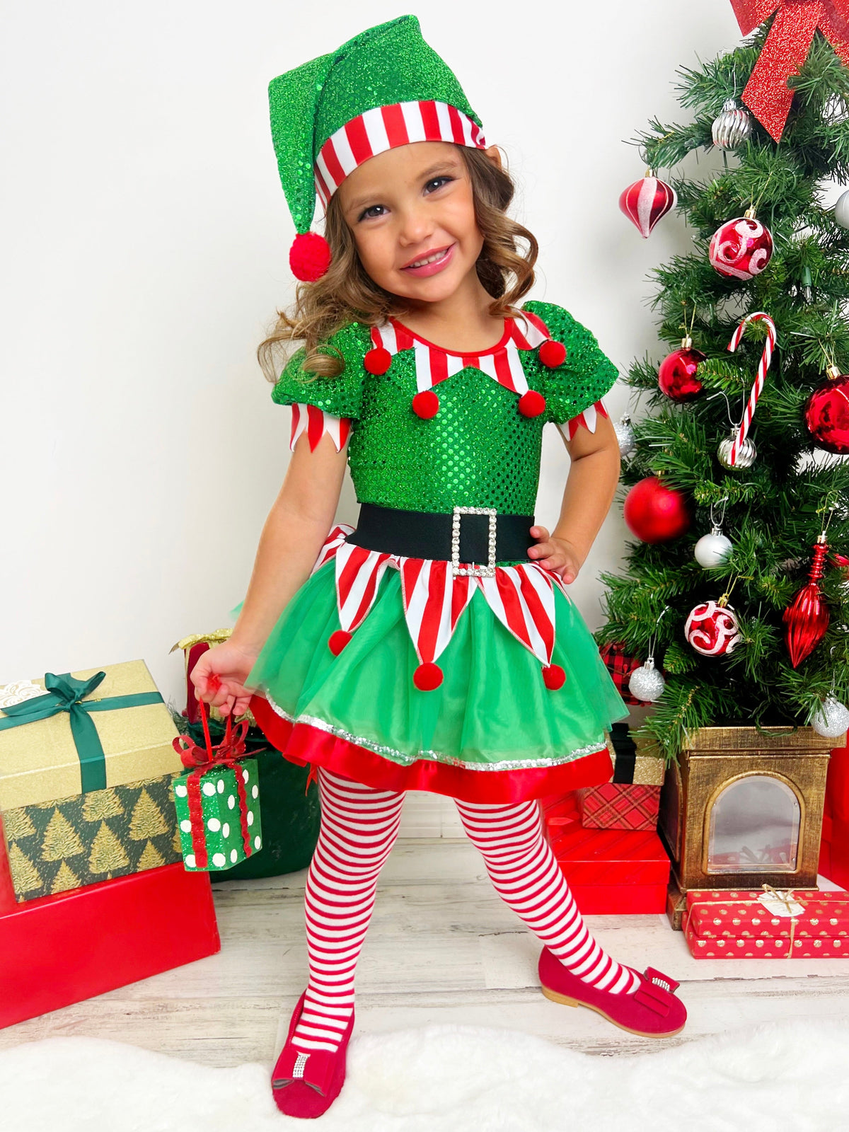 Believe In Your Elf Sparkle Tutu Dress with Hat