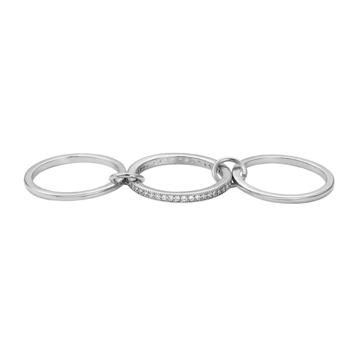 Silver Plated Connected 3-Piece Ring Stack