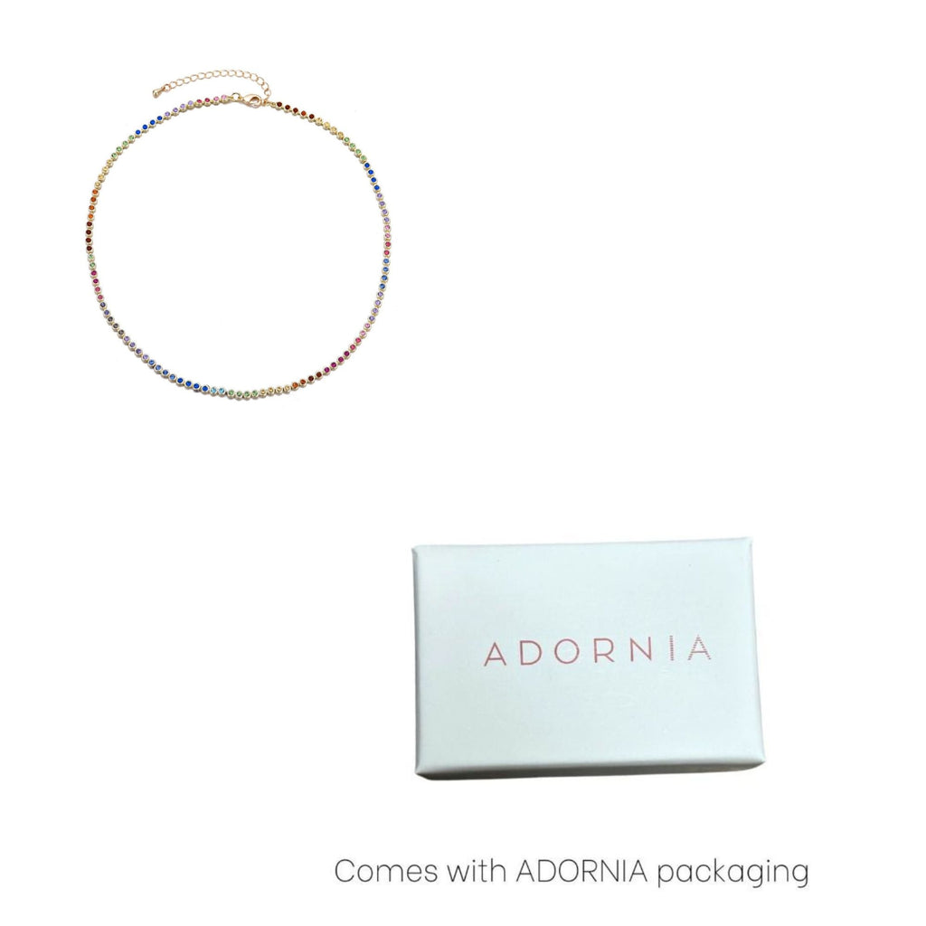 14k Gold Plated Rainbow Tennis Neckalce