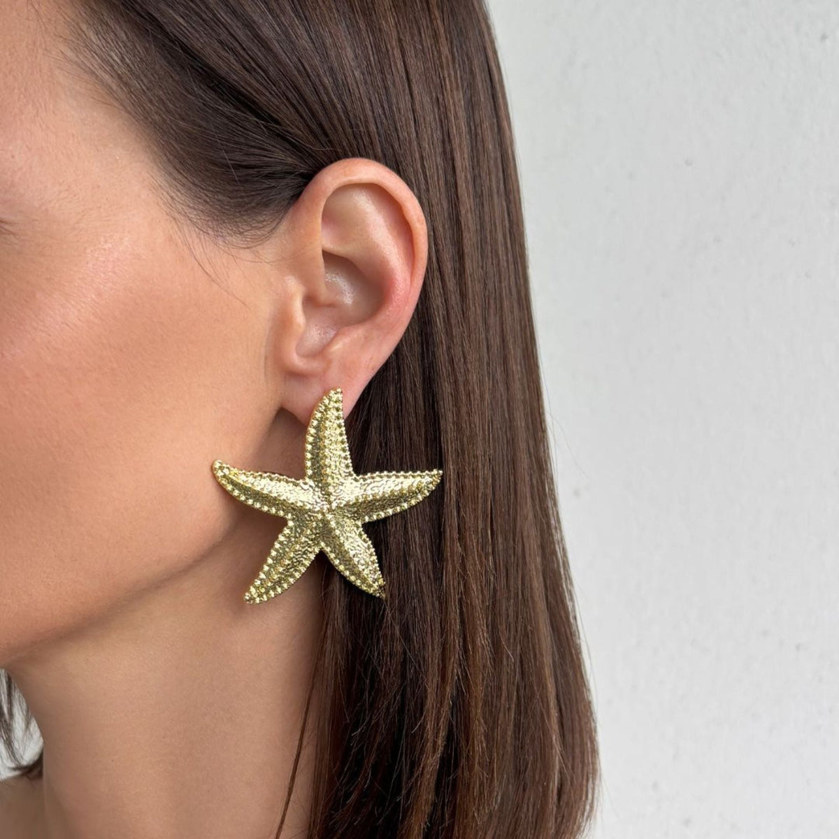 Gold Plated Oversized Shell Stud Earrings