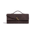Adornia Suede Dark Brown Woven Baguette Bag