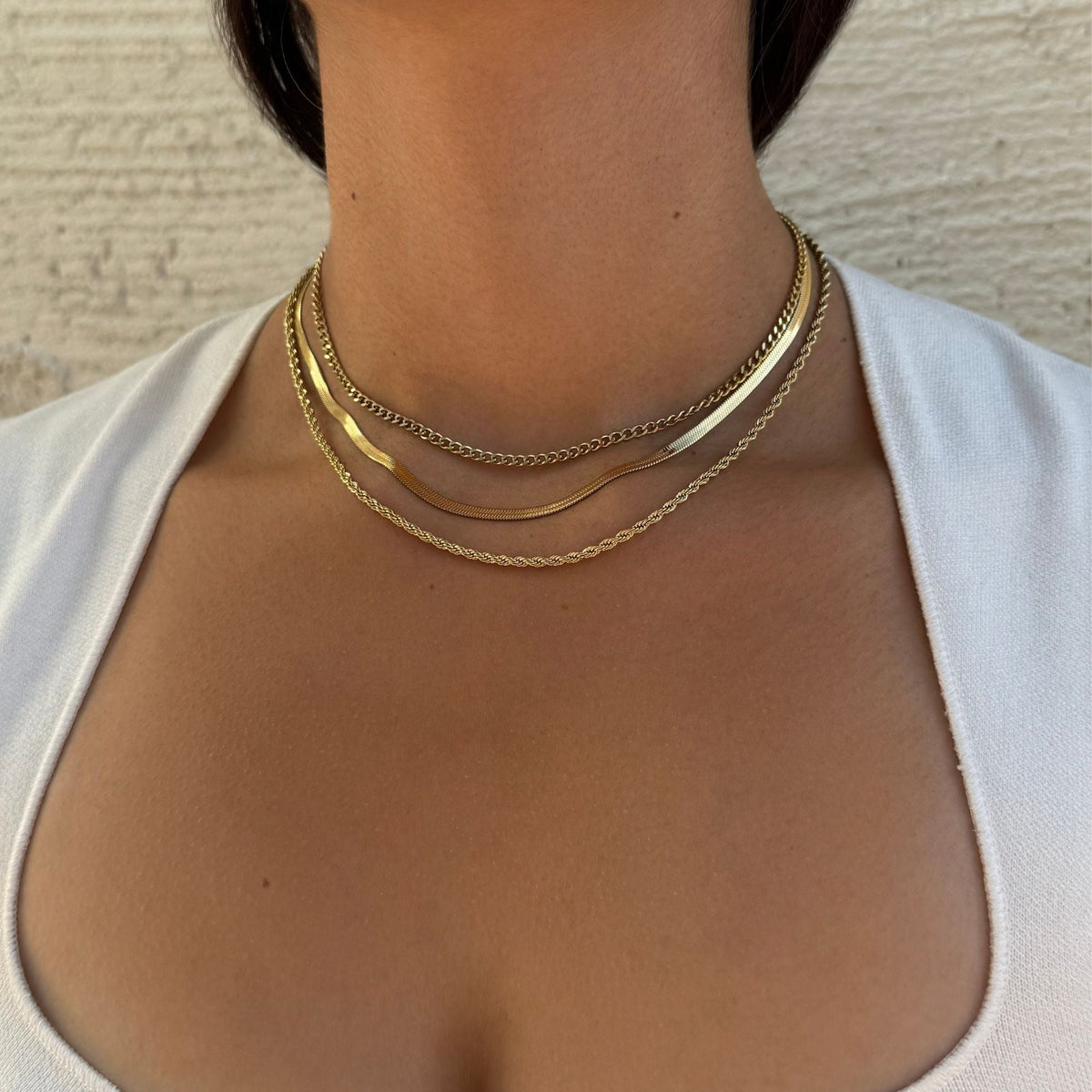 Tarnish Resistant 18k Gold Plated Set of 3-Chain Necklaces