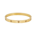 Tarnish Resistant 14k Gold Plated Pave Clover Cuff