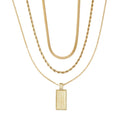 Tarnish Resistant 18k Gold Plated Dog Tag 3-Piece Necklace Set