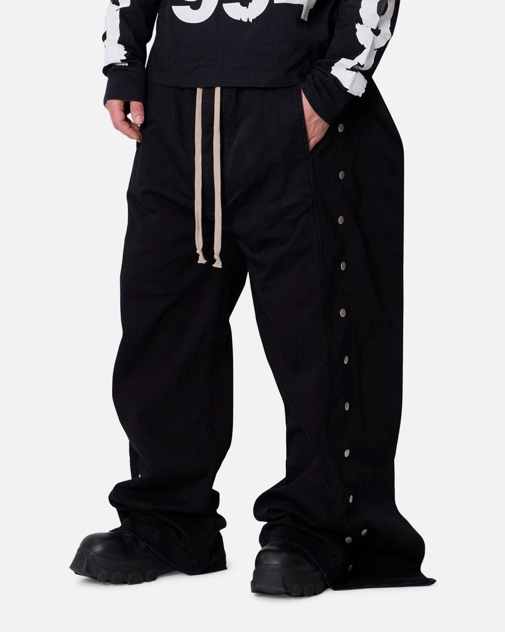 MNML Wide Panel Side Snap Pants Black