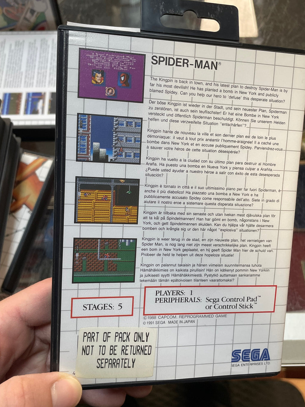 Spider-Man with Pack Sticker (SEGA Master System SMS, Video Games) **COMPLETE**