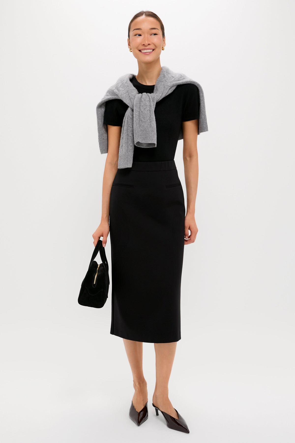Black Rosewell Midi Skirt