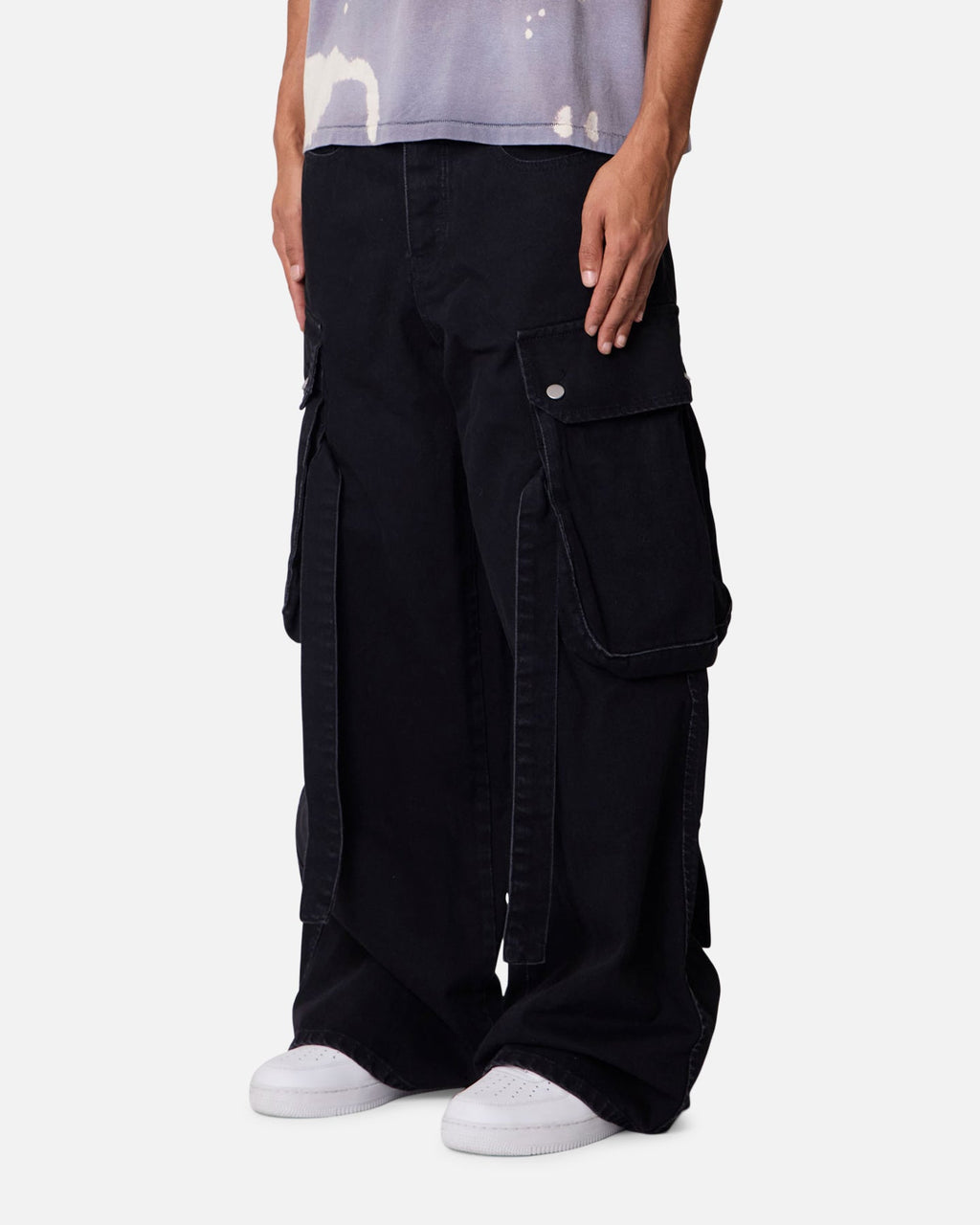 MNML Washed Cargo Pants Washed Black