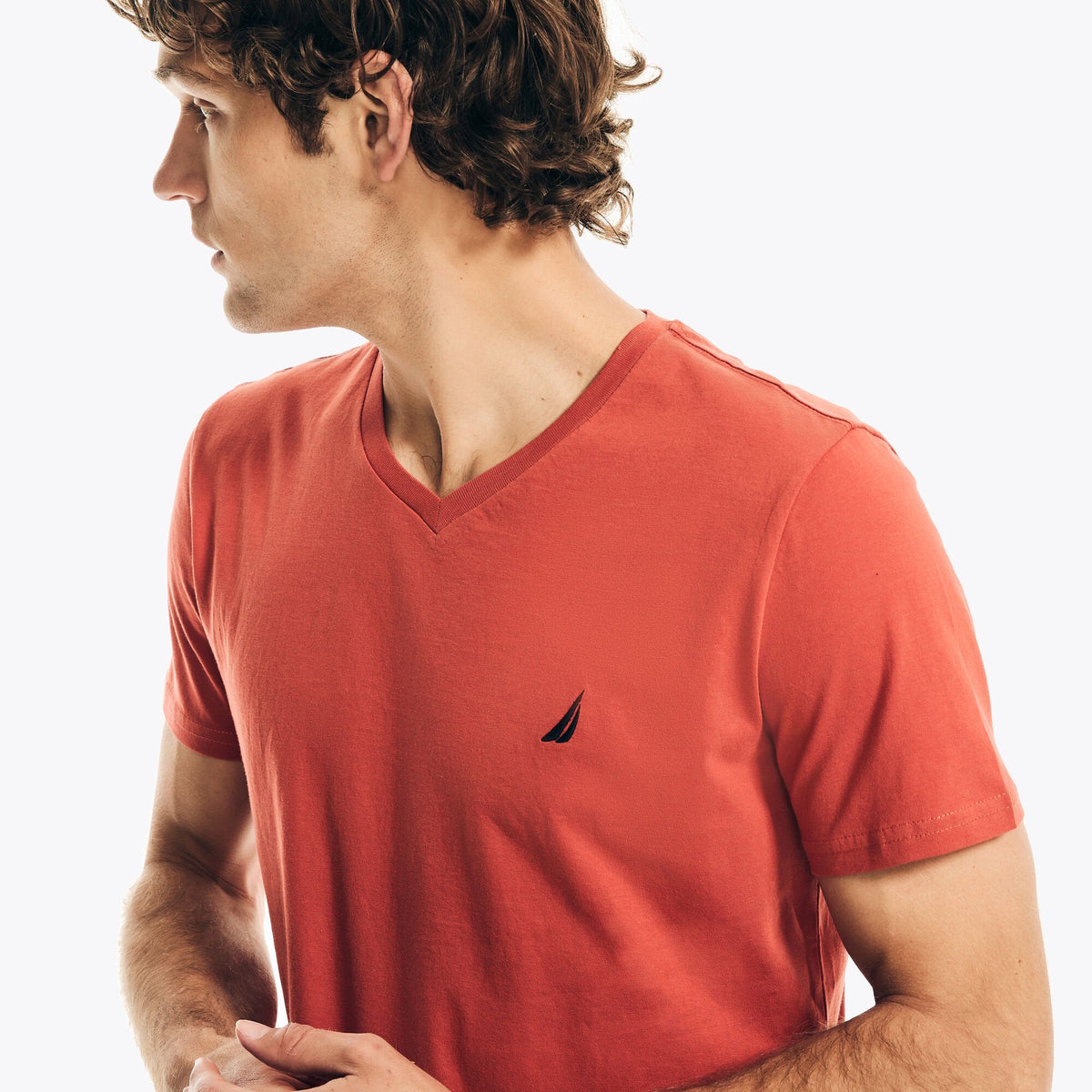 Nautica Mens Premium Cotton V-Neck T-Shirt