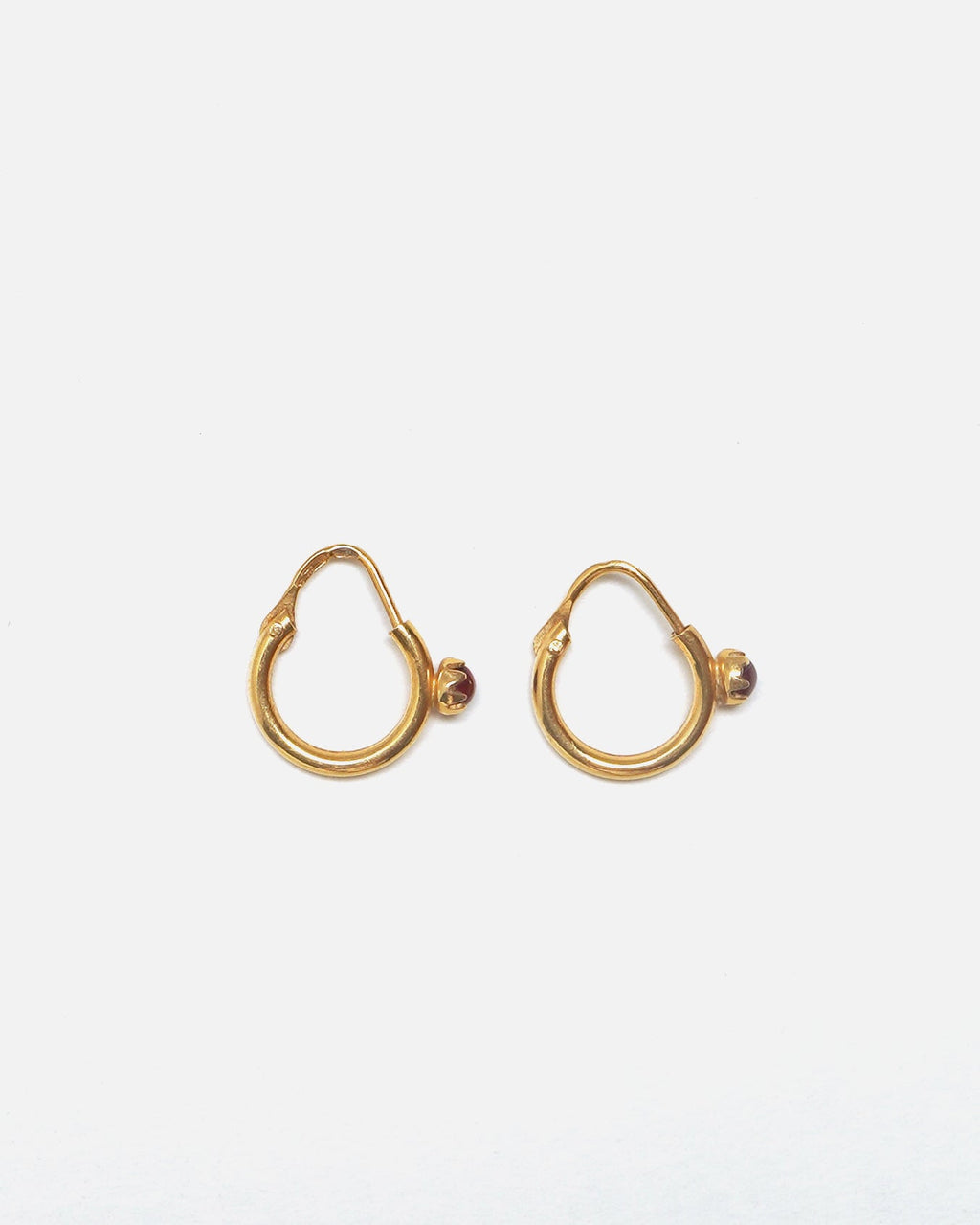 14k Gold Hoop Earrings w/ Gemstone