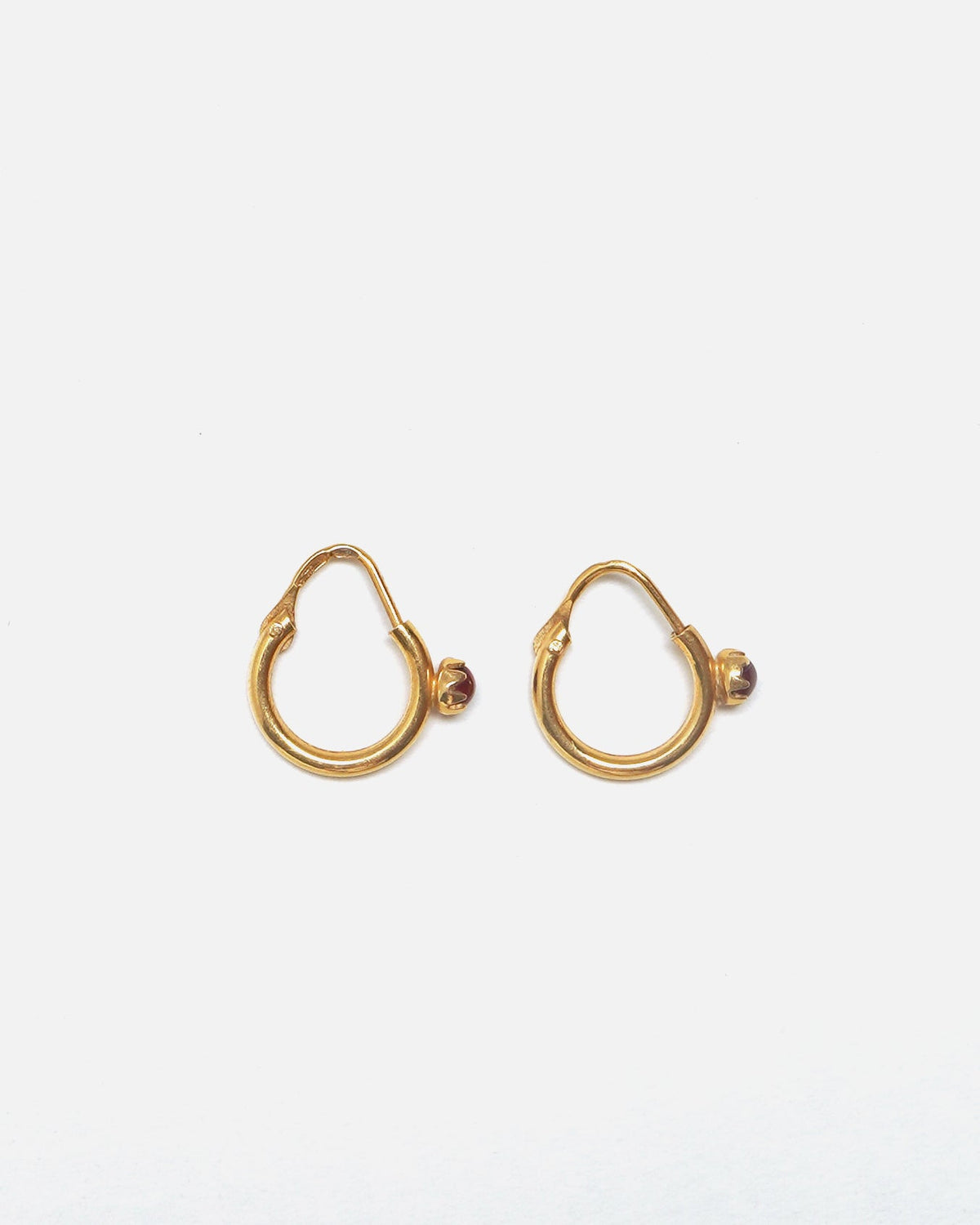 14k Gold Hoop Earrings w/ Gemstone