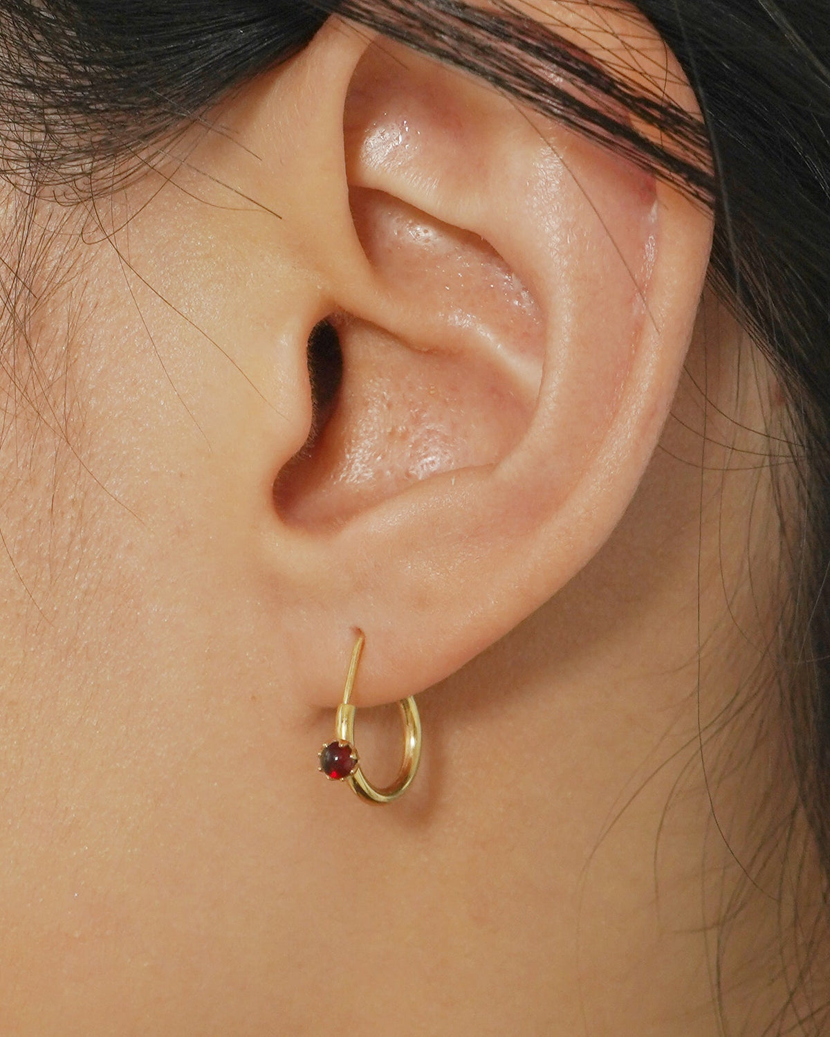 14k Gold Hoop Earrings w/ Gemstone