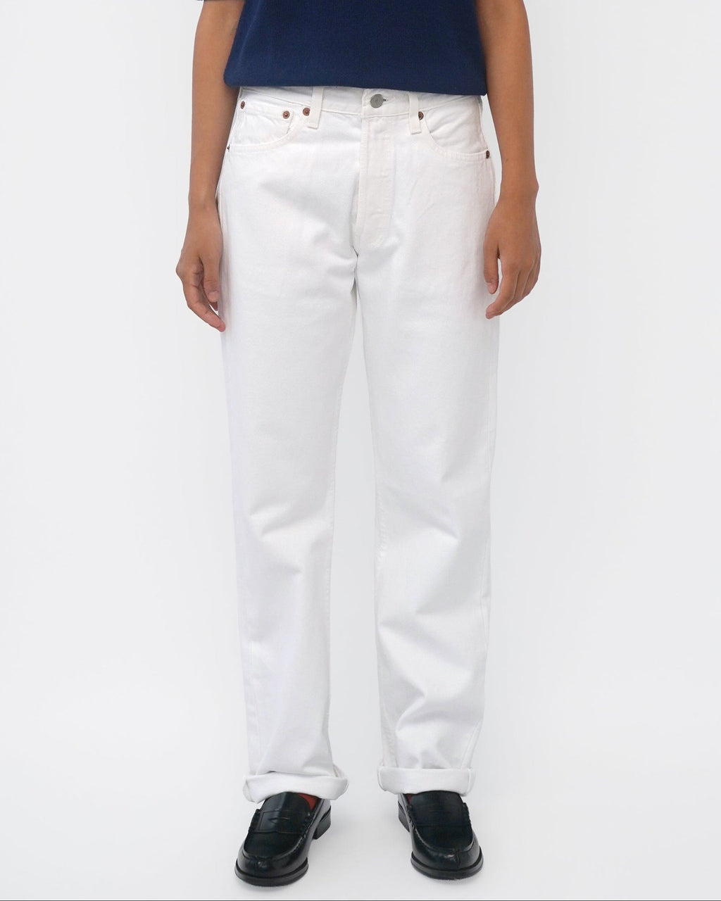 501 Straight Fit White Denim Pants / size: 28