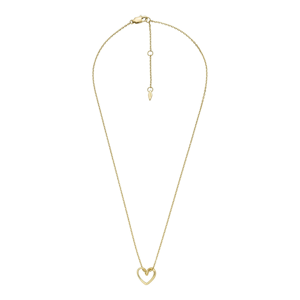 Fossil Women's Sawyer Open Heart Gold-Tone Stainless Steel Pendant Necklace
