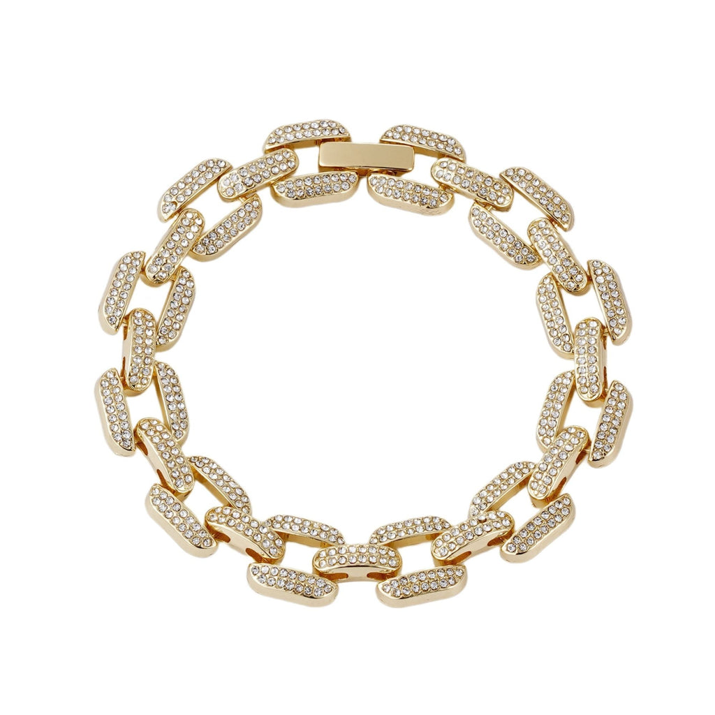 Gold Plated Crystal Encrusted Link Chain Bracelet