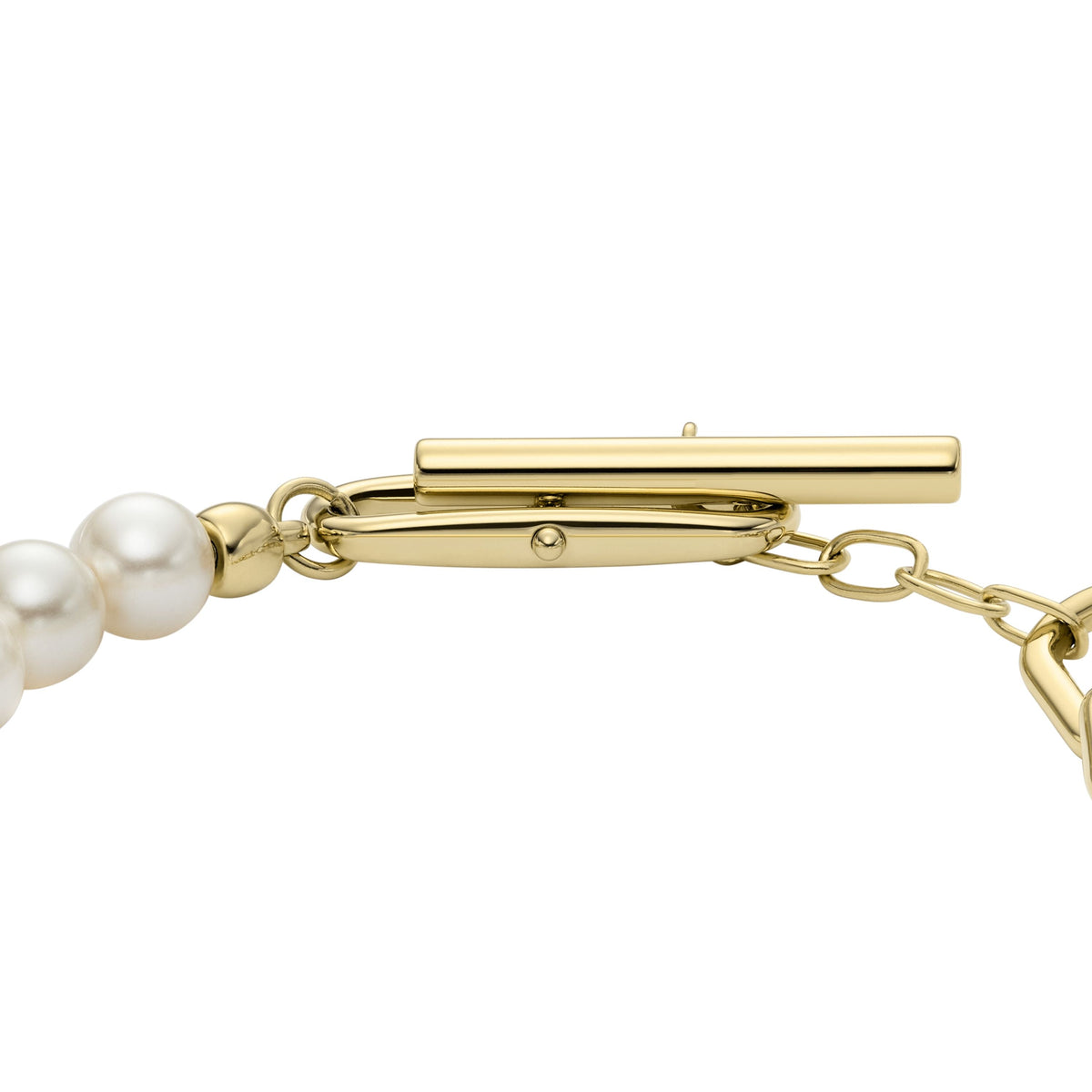 Fossil Women's Heritage Pearl D-Link Gold-Tone Stainless Steel Chain Bracelet