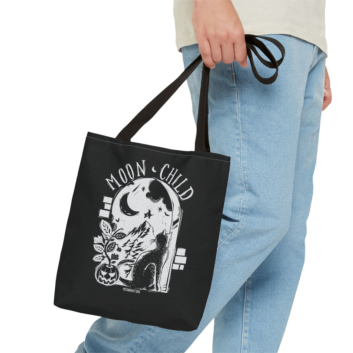 Moon Child Halloween Cat Tote Bag