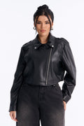 Jamila Faux Leather Moto Jacket - Black