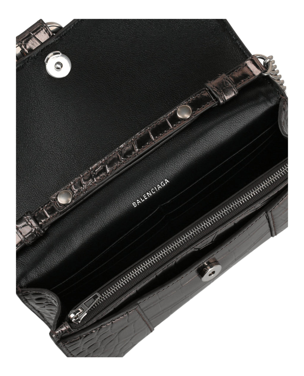 Croc Embossed Hourglass Wallet On Chain