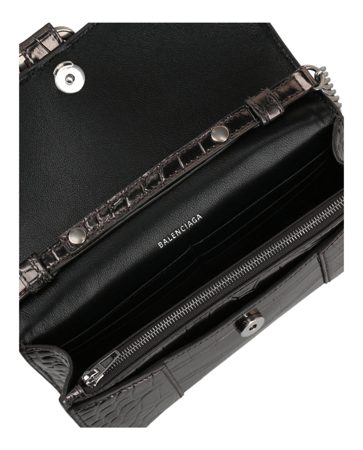 Croc Embossed Hourglass Wallet On Chain