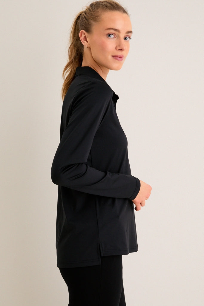 Black Long Sleeve Performance Jersey Caroline Polo