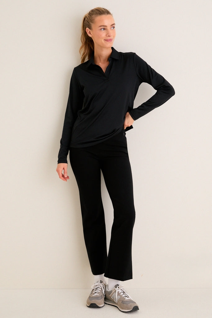 Black Long Sleeve Performance Jersey Caroline Polo