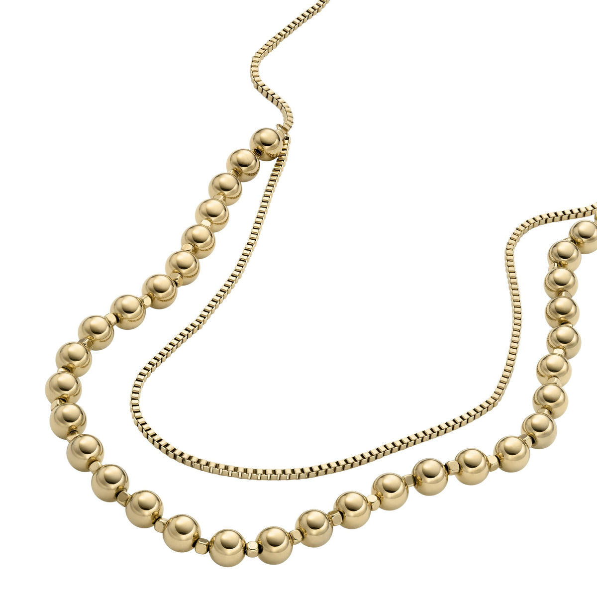 Fossil Women's All Stacked Up Gold-Tone Stainless Steel Beaded Necklace