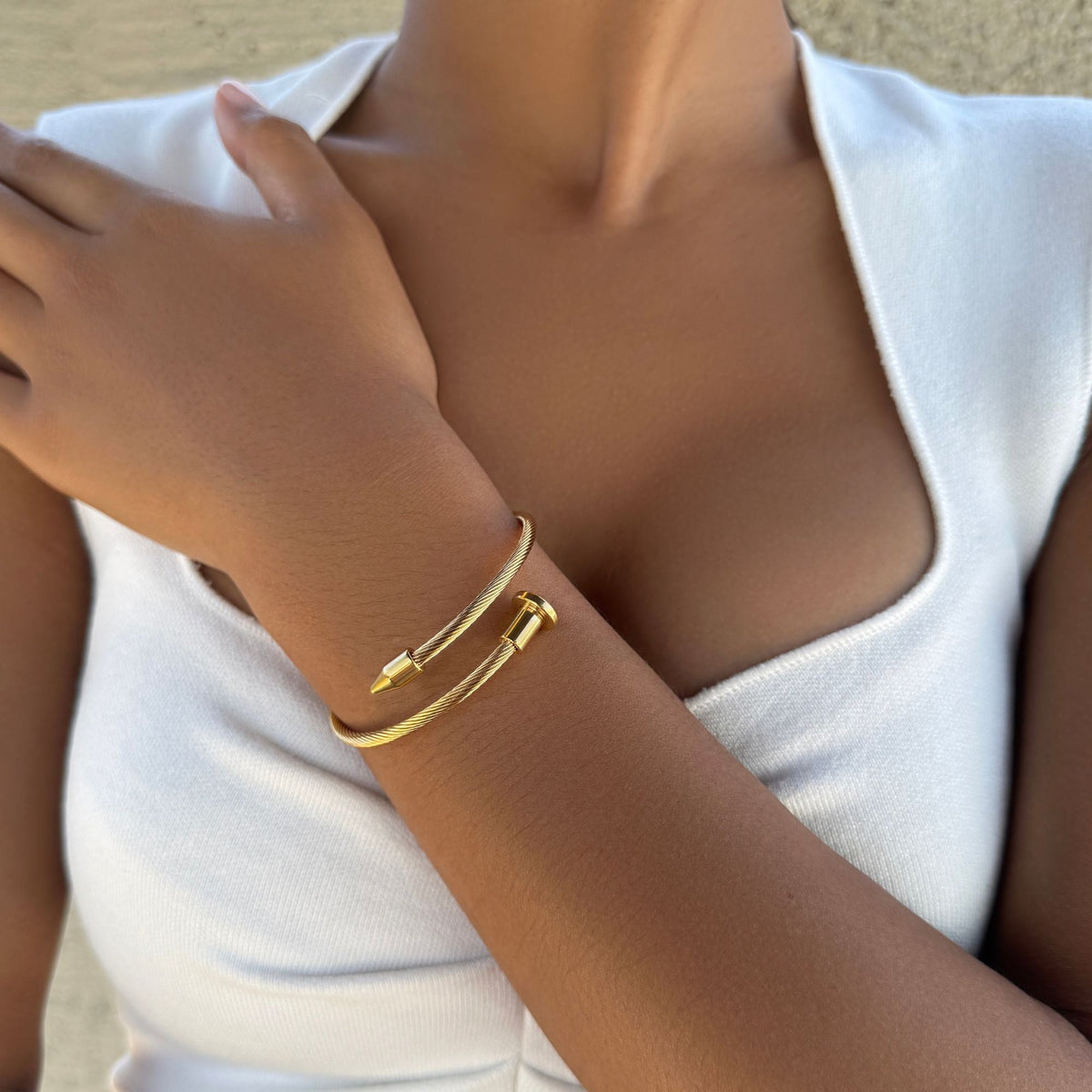 Tarnish Resistant 18k Gold Plated Nail Head Wrap Cuff