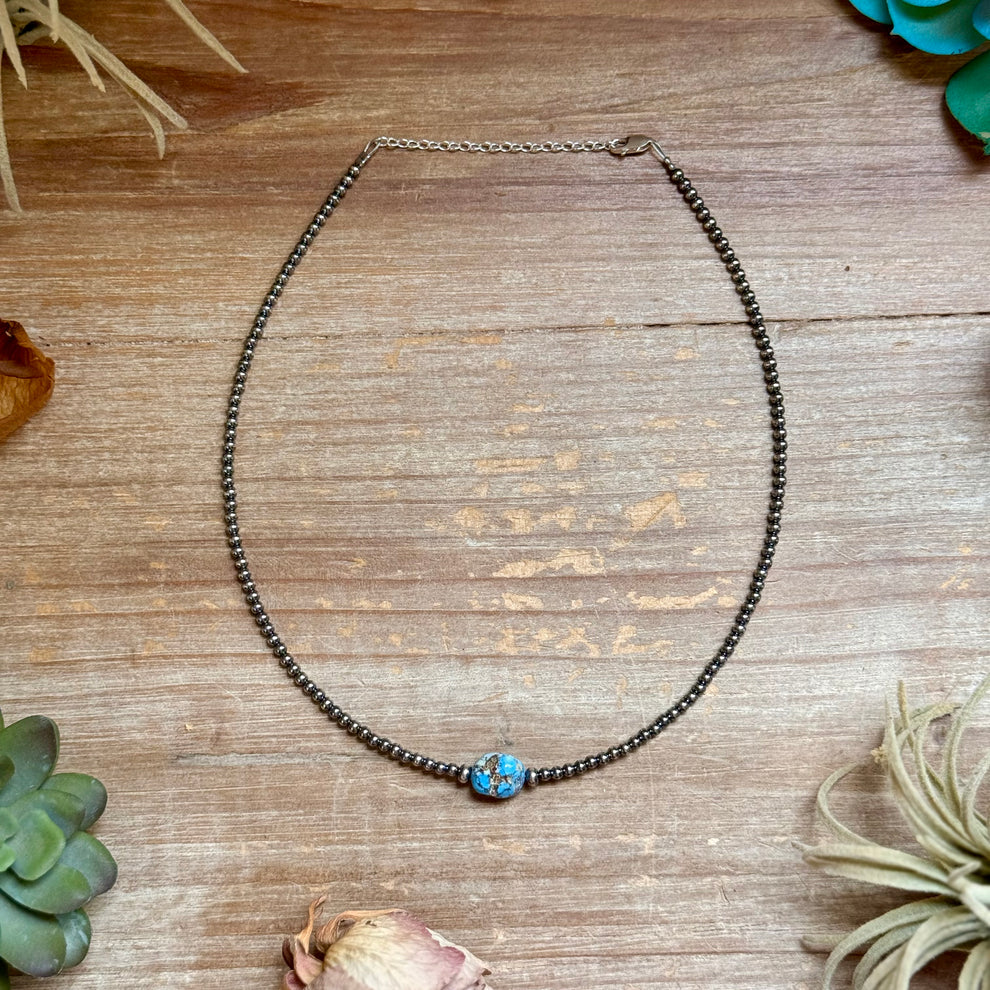 Center Stage Golden Hills Turquoise & Sterling Silver Pearl Necklace