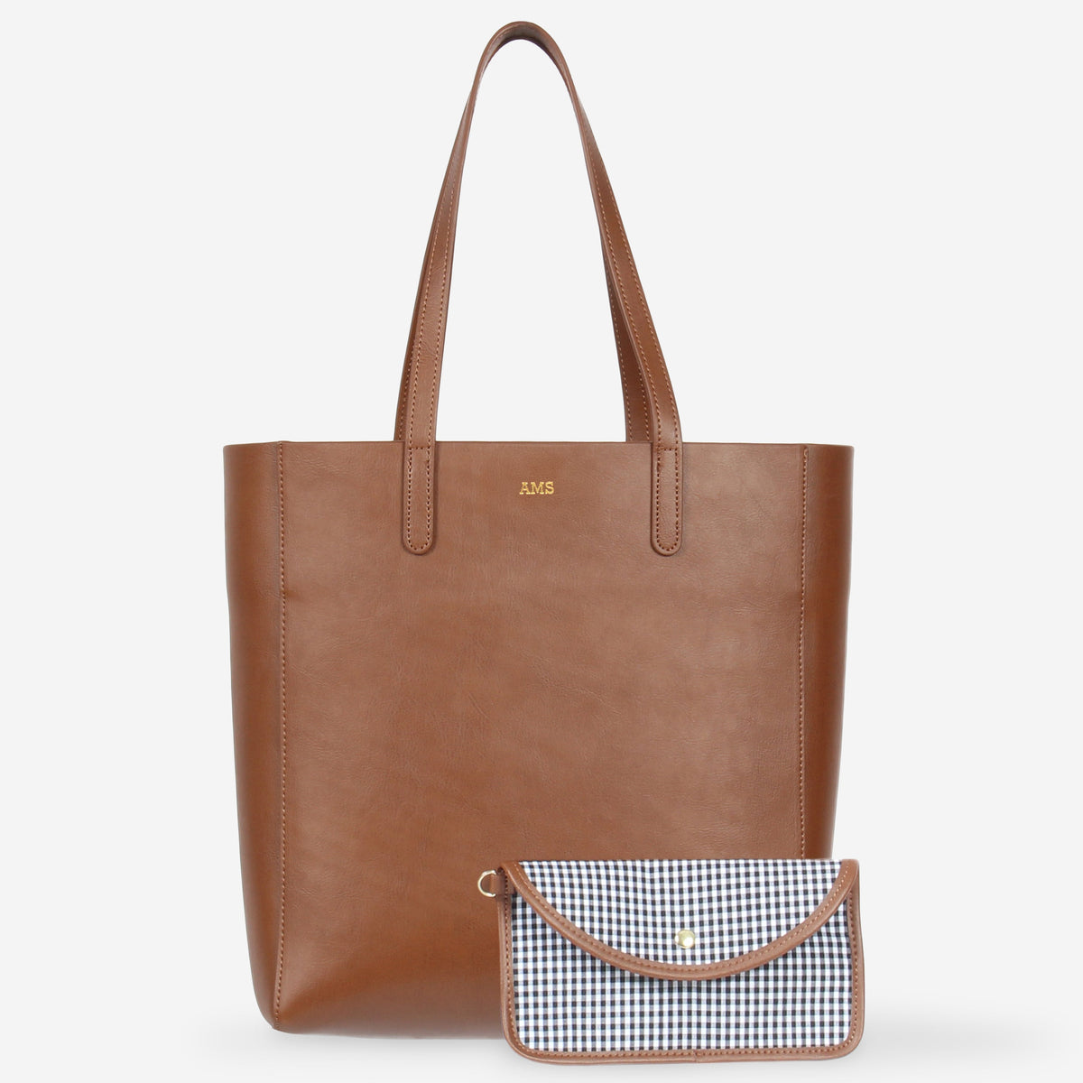 Monogrammed Leather Tote Bag | Brown