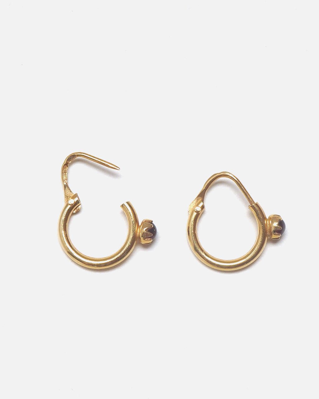 14k Gold Hoop Earrings w/ Gemstone