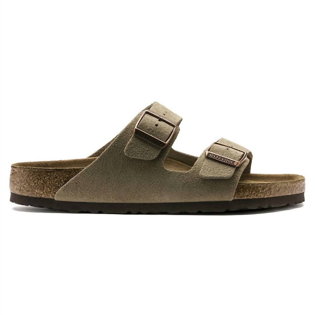 Unisex Arizona Suede Soft Footbed Sandals In Taupe