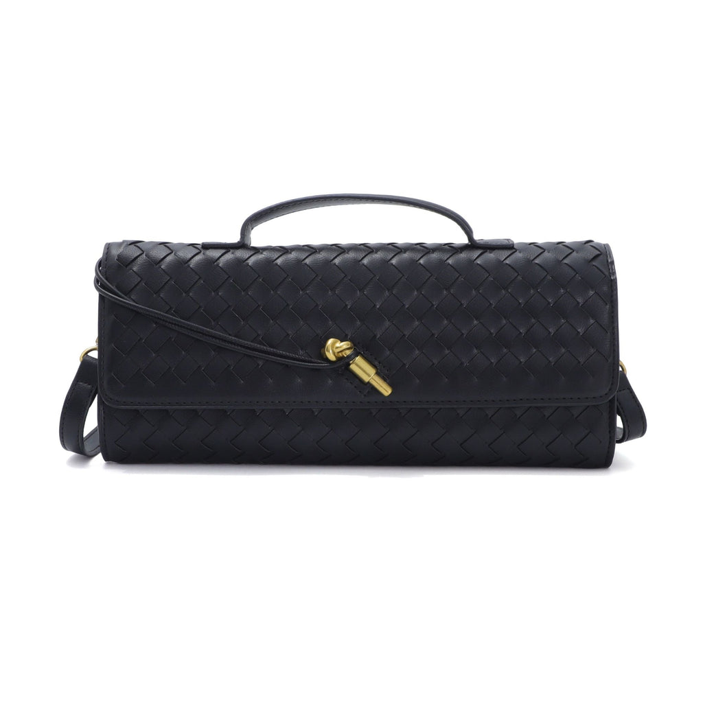 Black Woven Baguette Bag