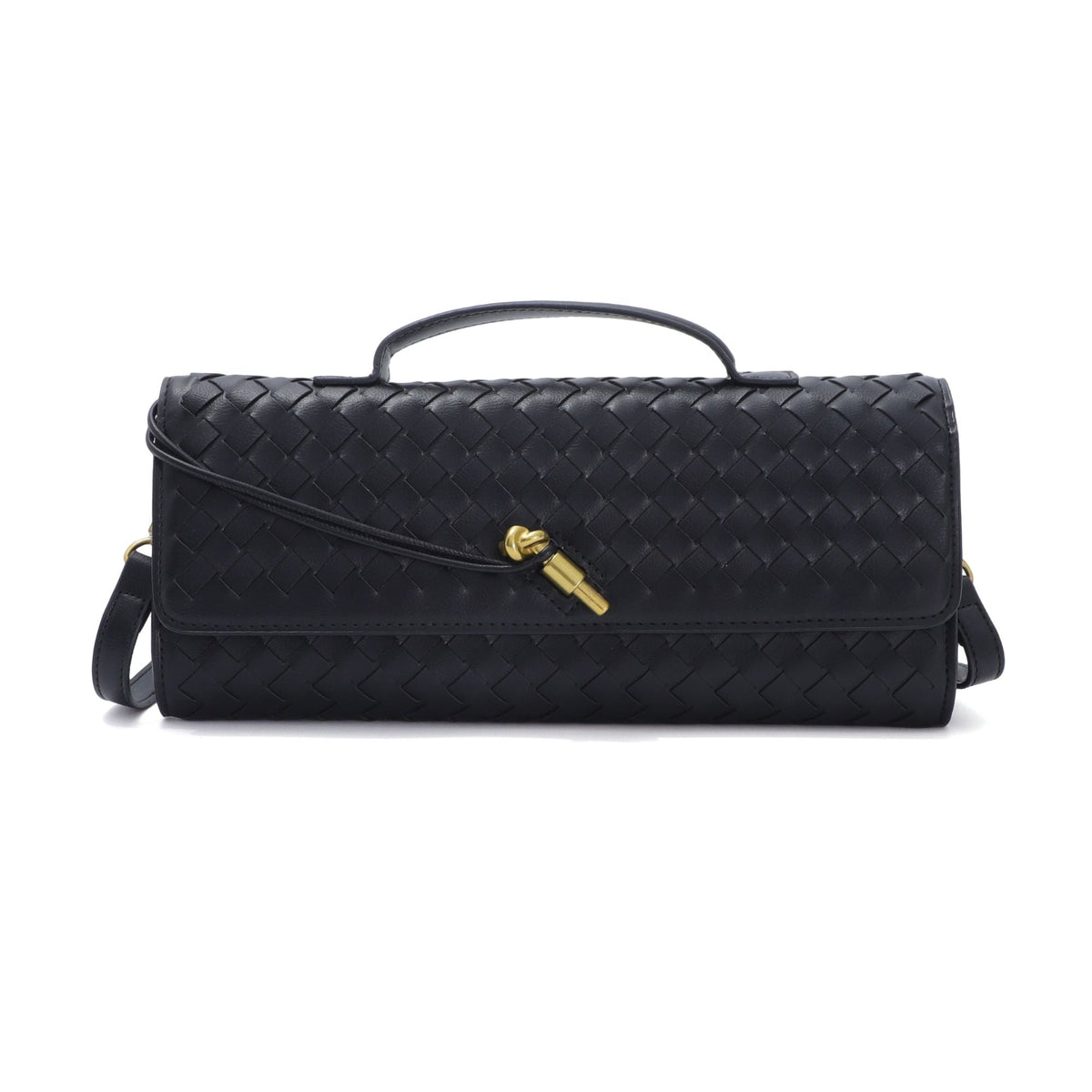 Black Woven Baguette Bag