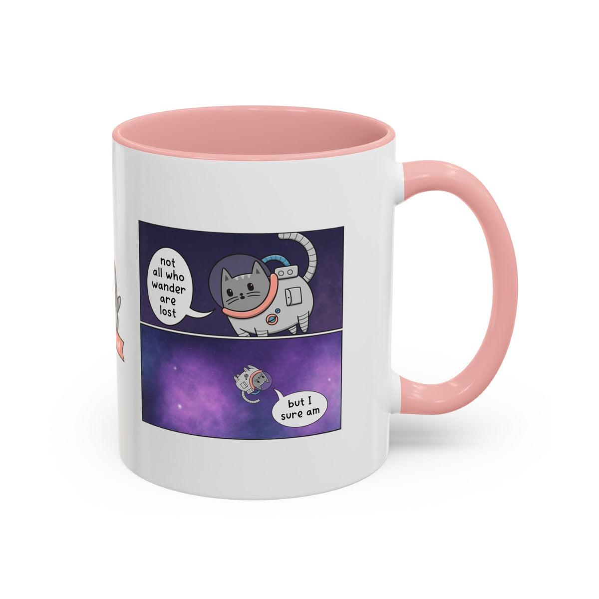 Not All Who Wander Cat Comic Mug