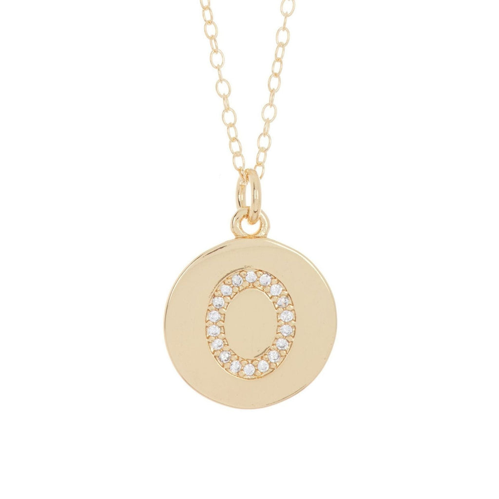 Adornia Initial Circle Disc Necklace gold