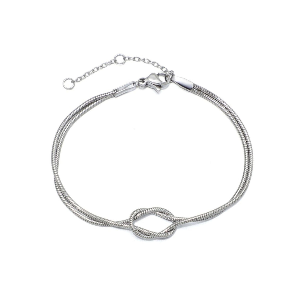 Tarnish Resistant Silver Plated Knotted Rope Chain Bracelet
