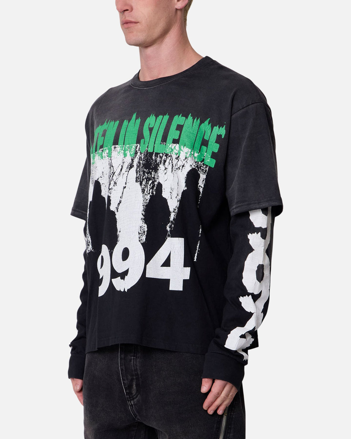 MNML Listen In Silence Long Sleeve T-Shirt Black