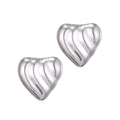 Silver Plated Heart Statement Stud Earrings