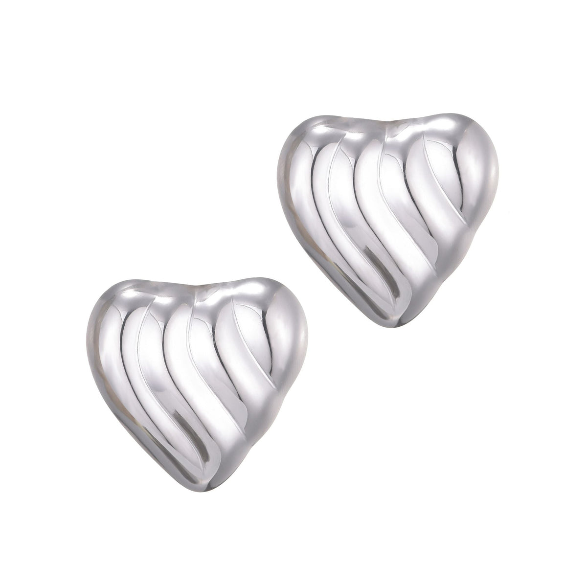 Silver Plated Heart Statement Stud Earrings