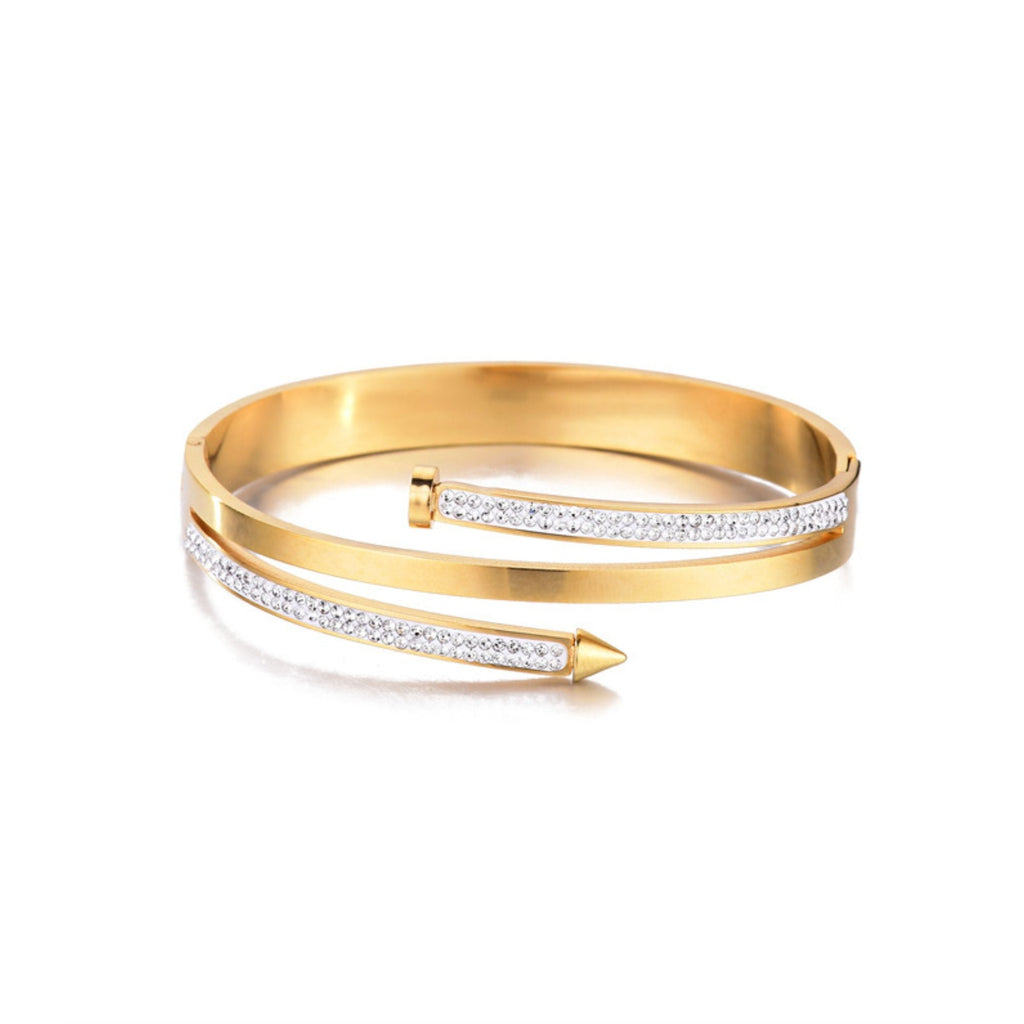 Tarnish Resistant 18k Gold Plated Chunky Nail Bangle