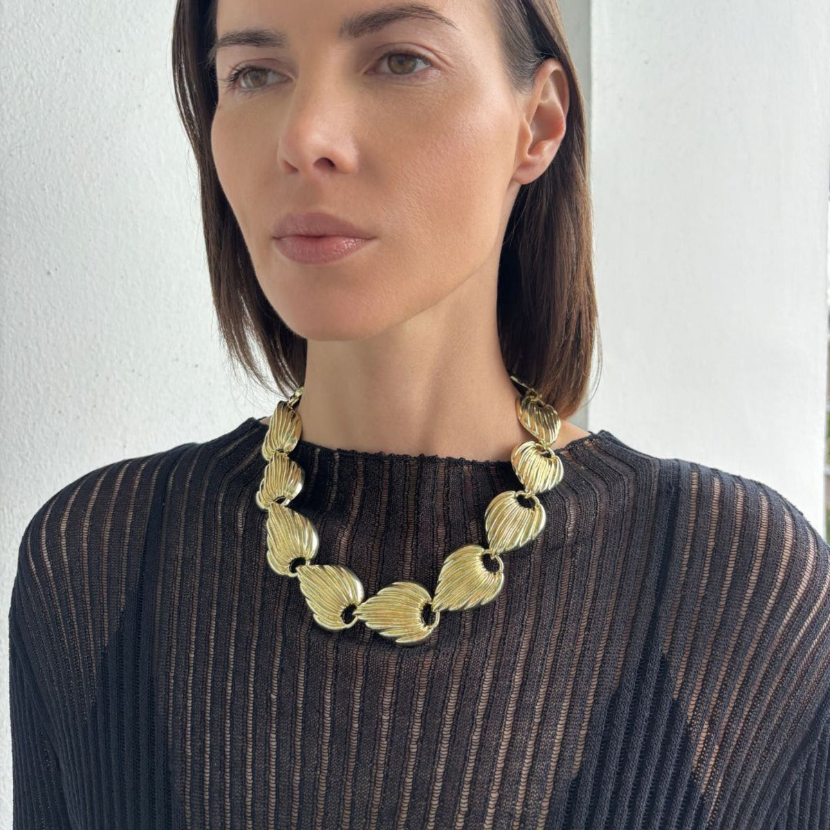 14k Gold Plated Deco Link Necklace