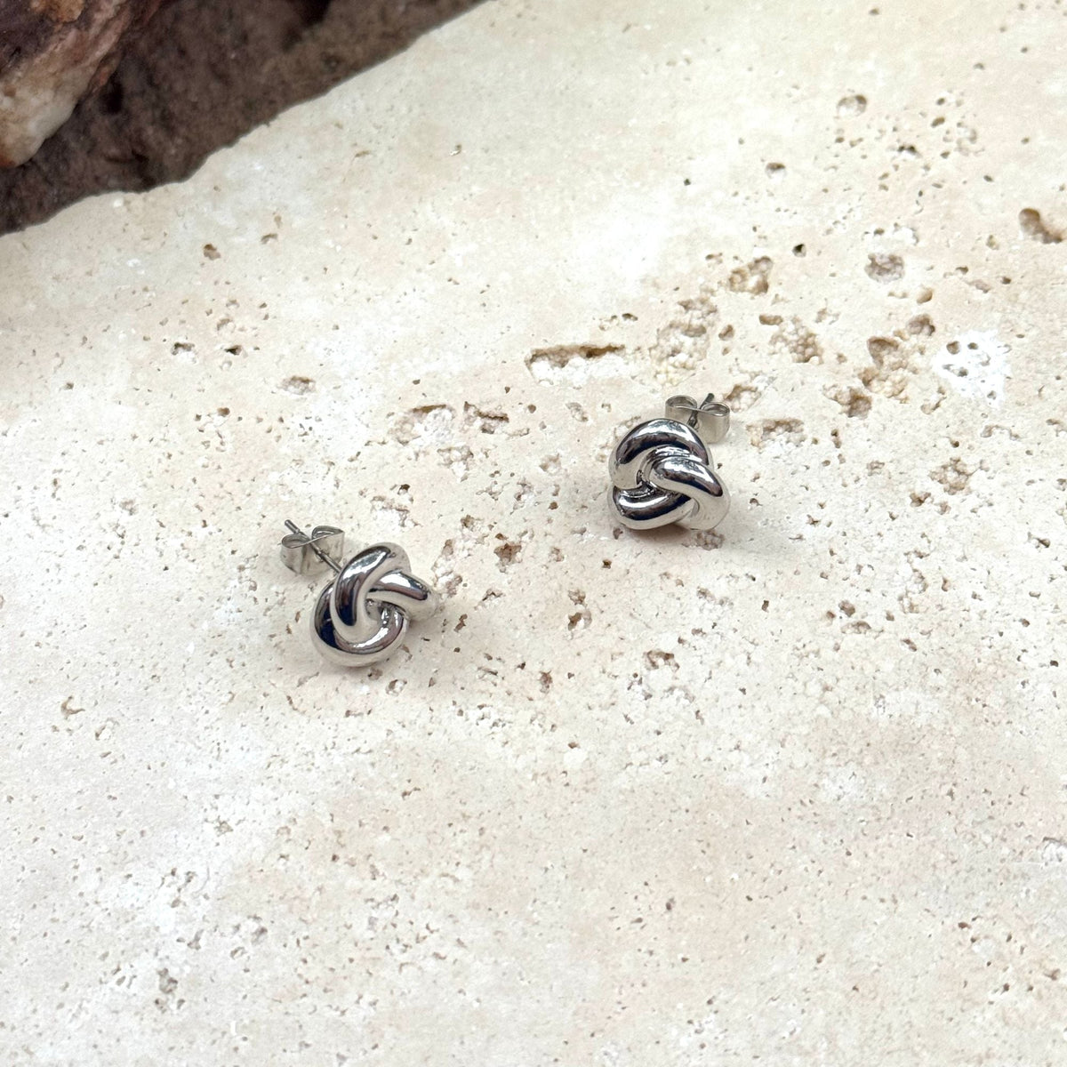 Silver Plated Chubby Knot Studs