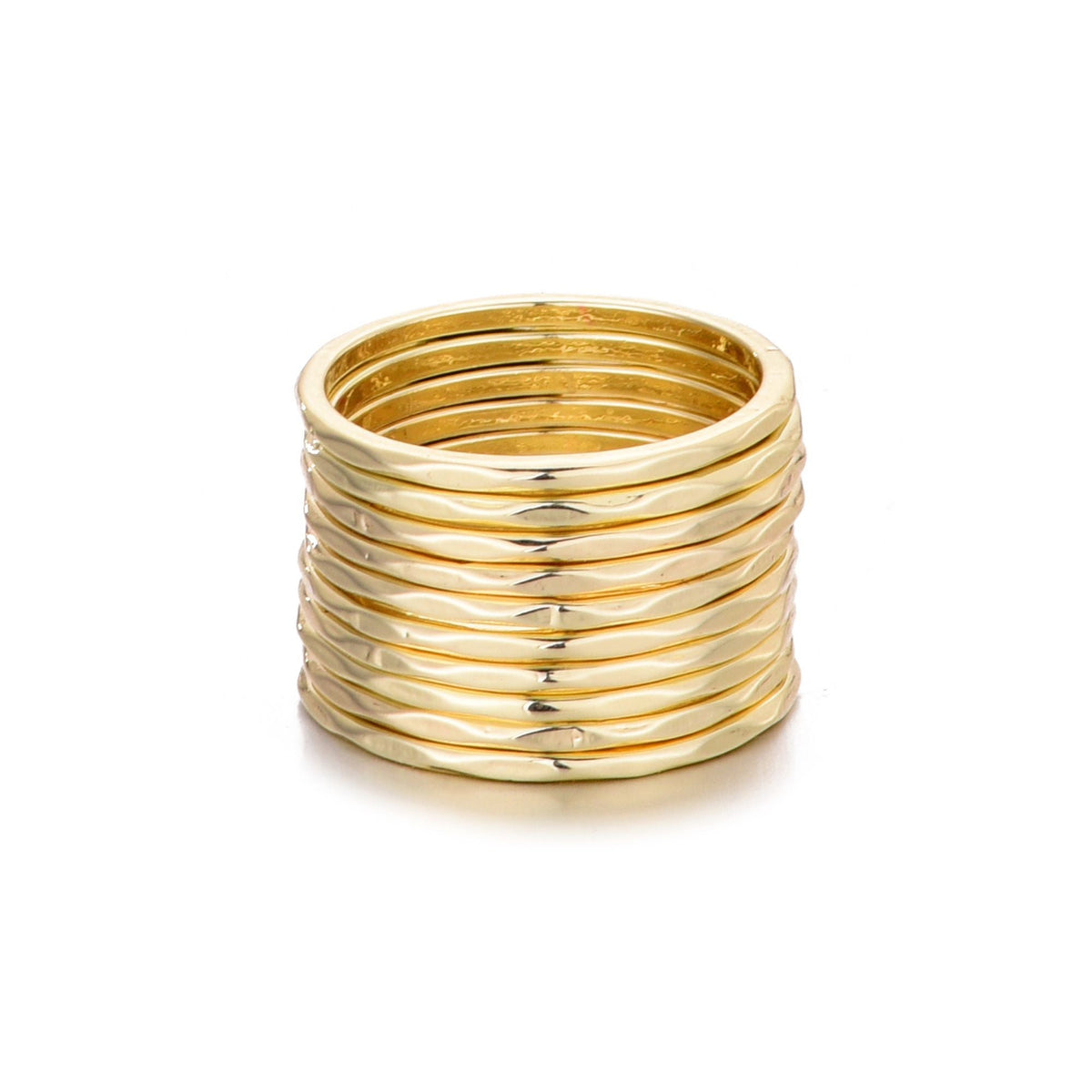 Gold Plated 10-Ring Hammered Band Set