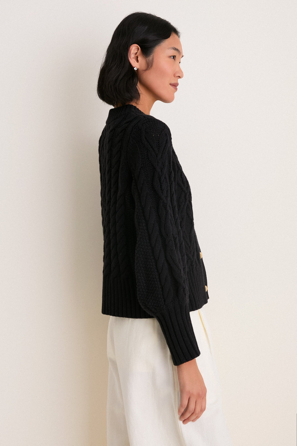 Black Cotton Colette Cardigan