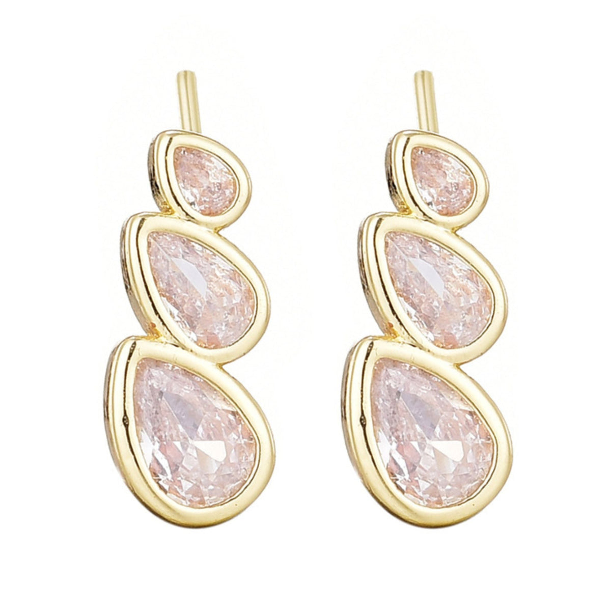 14k Gold Plated Crystal Climber Earrings