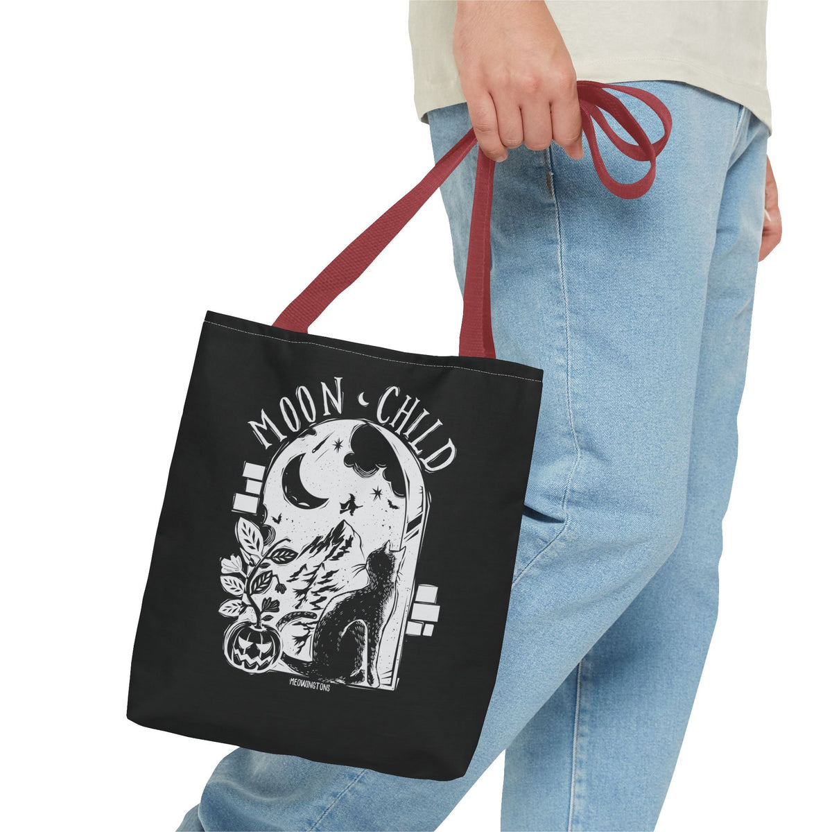 Moon Child Halloween Cat Tote Bag