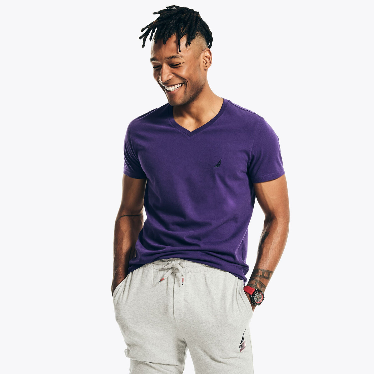 Nautica Mens Premium Cotton V-Neck T-Shirt