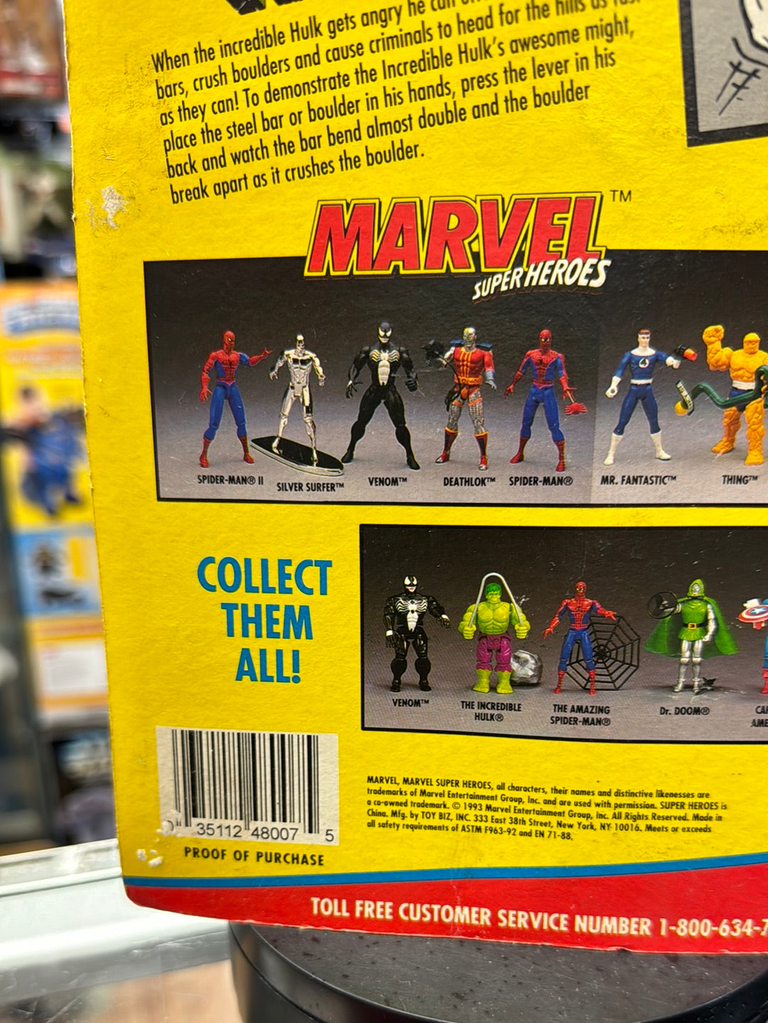 Crushing Arm Incredible Hulk (Vintage Marvel Superheroes, ToyBiz) Sealed