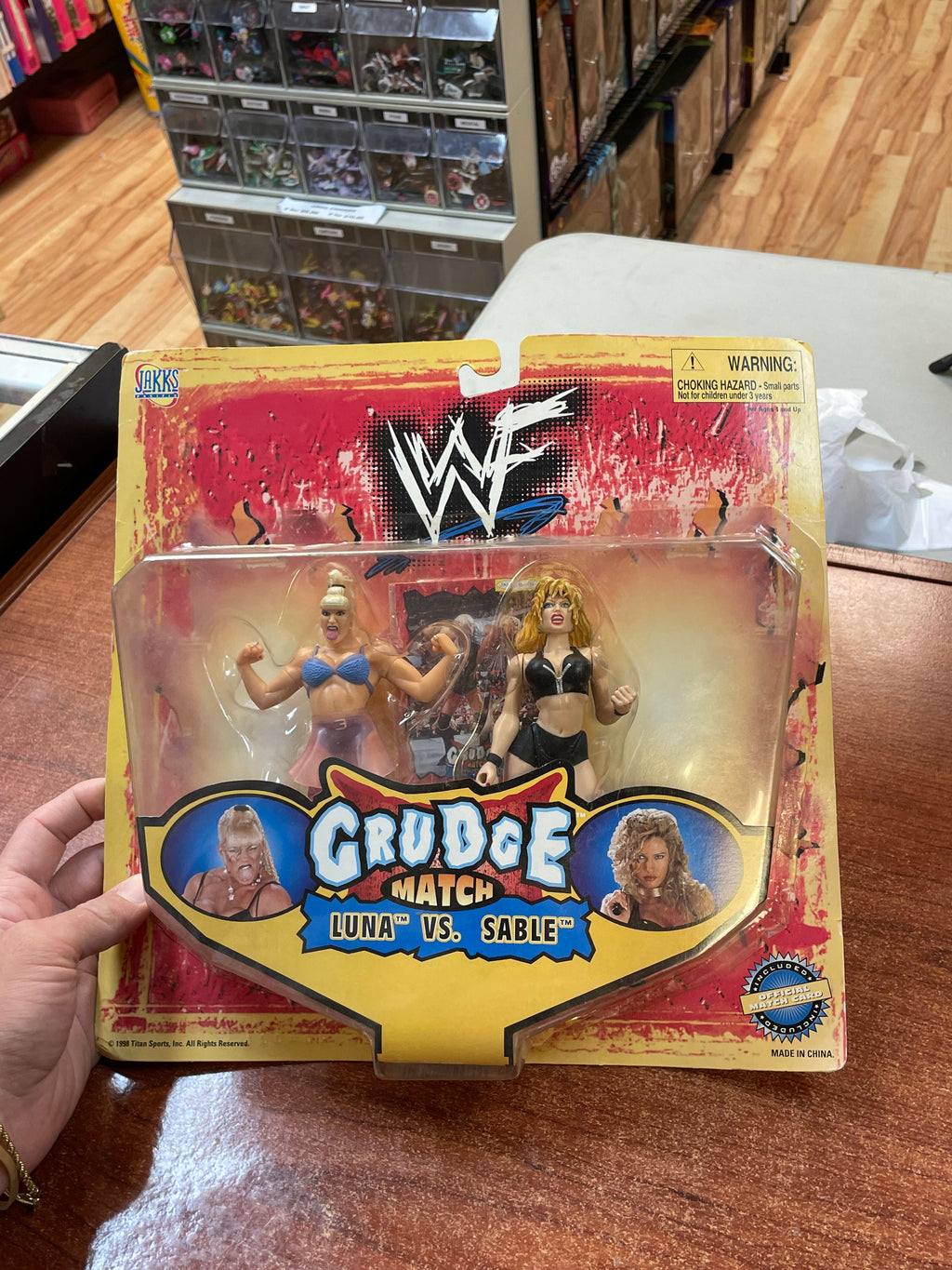 Luna & Sable Grudge Match (Vintage WWF Bone Crunchers, Jakks Pacific) SEALED